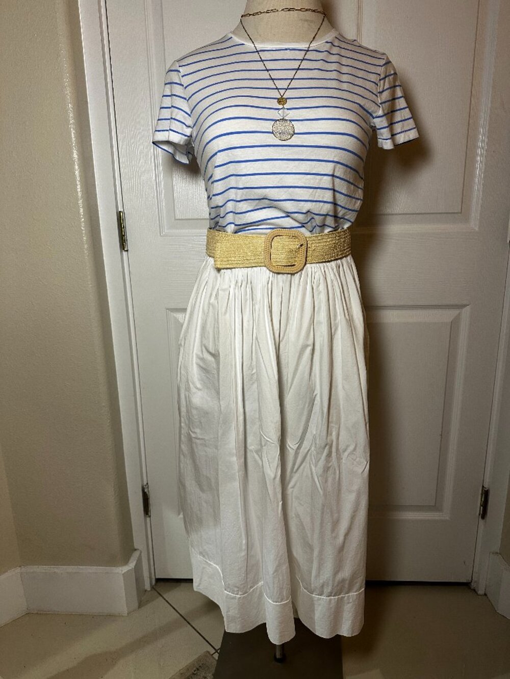 SHEIN White Cotton Midi Skirt with Pockets | Size XS (NWOT)